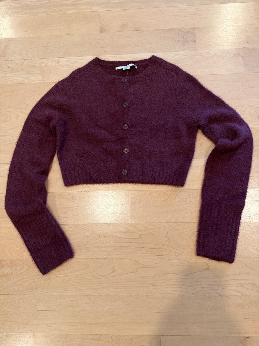 Urban Outfitters Kimxhi Blue Burgundy Cropped Cardigan Sweater